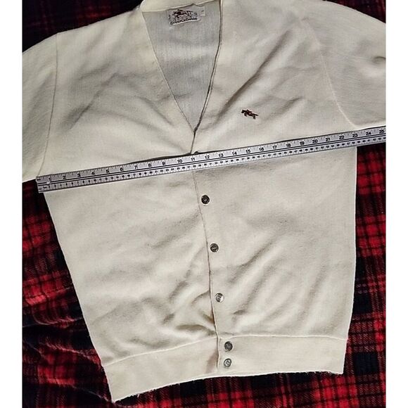 Vintage Steeple Chase Tan V Neck Orlon Cardigan Sweater‎ Made In USA Men's Large - Picture 10 of 16